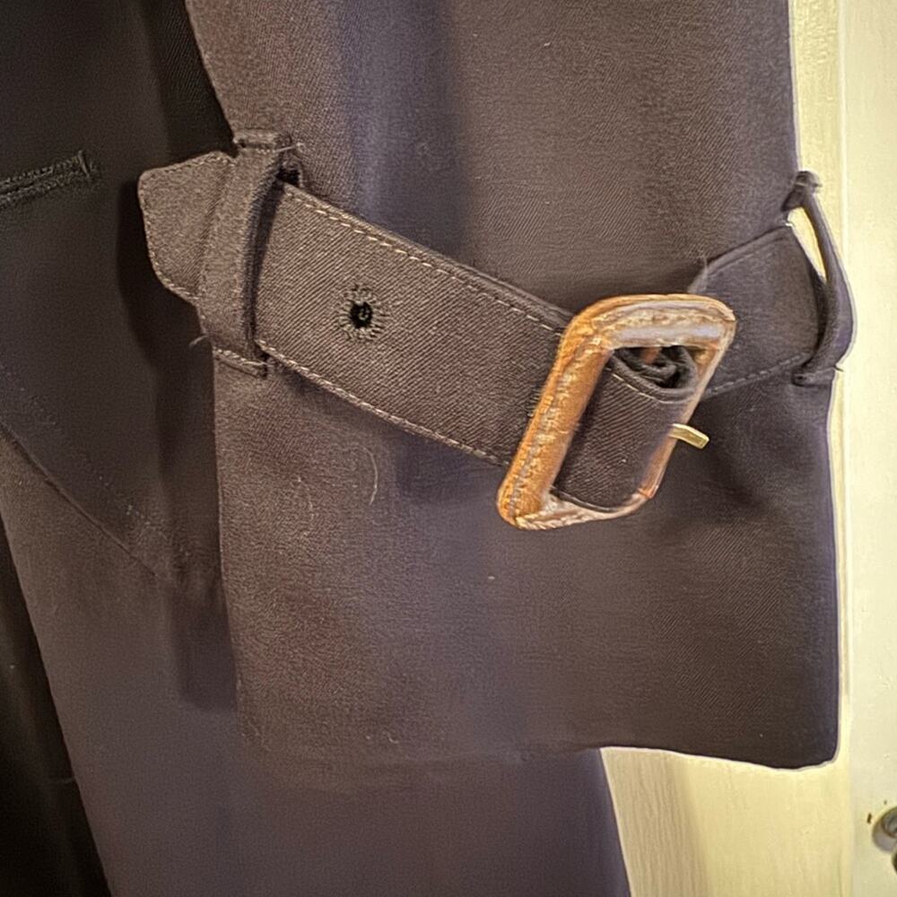 Ralph Lauren Purple Label Wool Trench Coat With Leather Buckles - Picture 5 of 16
